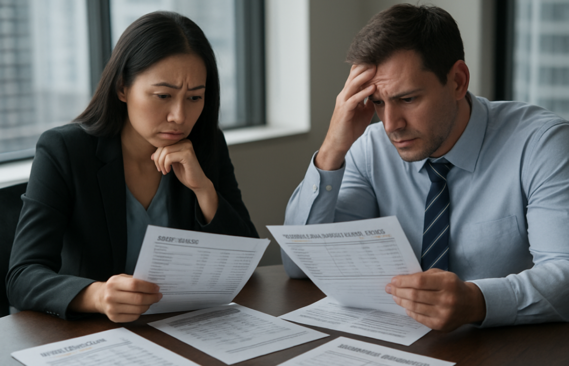 Business owner and controller reviewing cash flow warning signs in an office